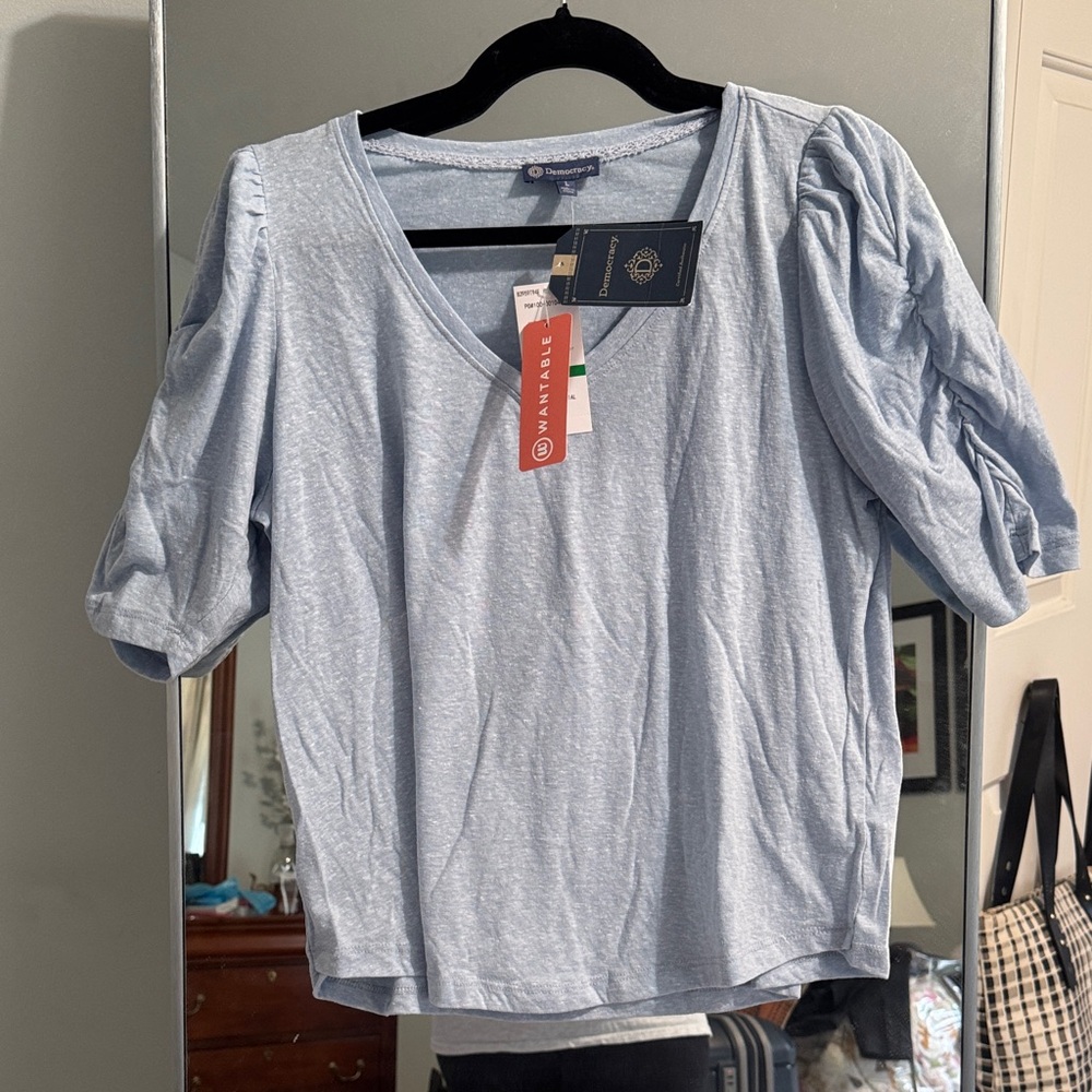 Democracy Light Blue Short Sleeve Top